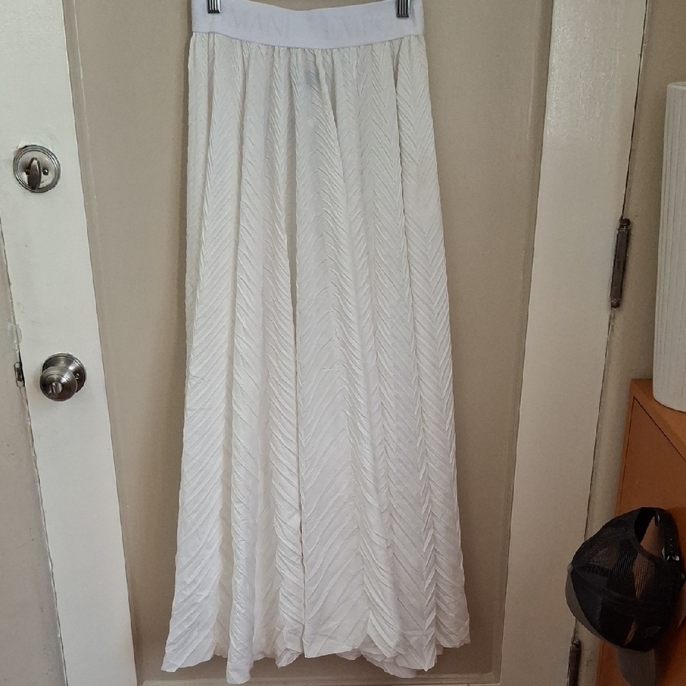 Emporio Armani Textured White Maxi Skirt_1